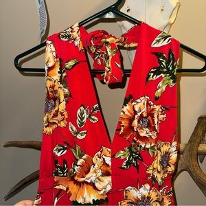 Beachy Red Floral Romper!